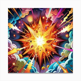 A Comic Book Style Explosion With Bright Colors 1 Canvas Print