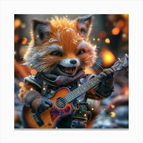 Red Fox Playing Guitar Canvas Print