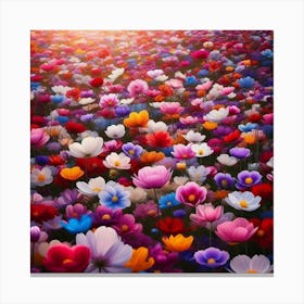 Colorful Flowers In The Field Canvas Print