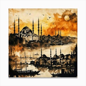 Watercolor Of Istanbul Canvas Print