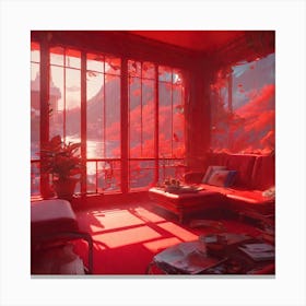 Red Living Room Canvas Print