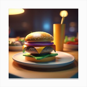 Hamburger On A Plate 102 Canvas Print