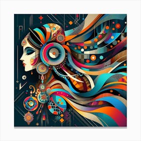 Abstract Woman With Colorful Hair Canvas Print