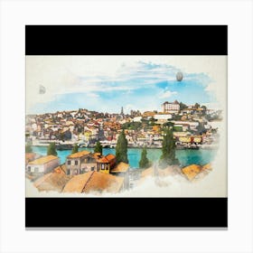 Watercolor Of Porto Canvas Print