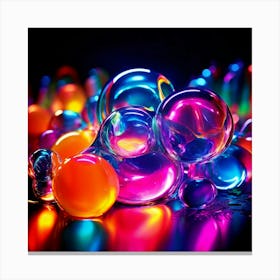 Glow Shapes Neon Bright Color 3d Fluid Bubbles Luminous Vibrant Vivid Radiant Flowing G (4) Canvas Print