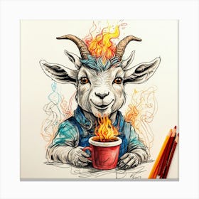 Goat With A Cup Of Coffee 3 Canvas Print