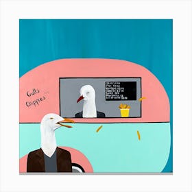 Gulls Chippies Square Canvas Print