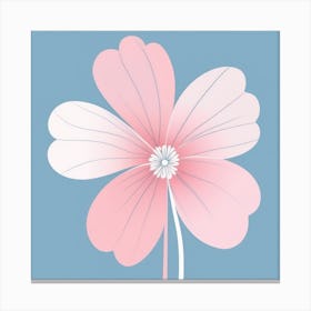 A White And Pink Flower In Minimalist Style Square Composition 267 Canvas Print