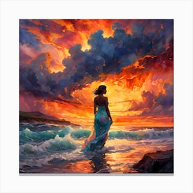 The Woman In The Surf Canvas Print