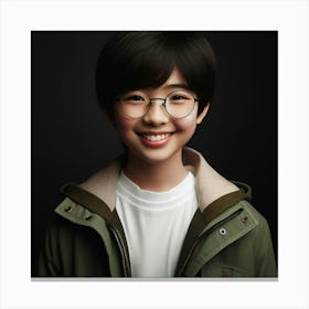 Portrait Of A Young Boy With Glasses Canvas Print