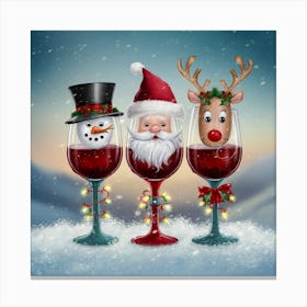 Santa And Reindeer Canvas Print