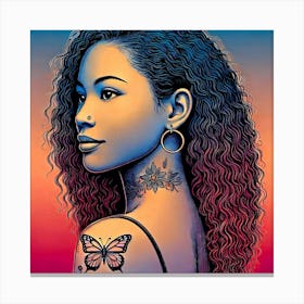 Black Girl With Butterfly Tattoo Canvas Print