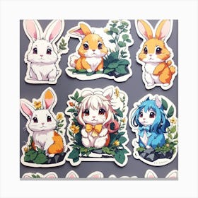 Bunny Stickers Canvas Print