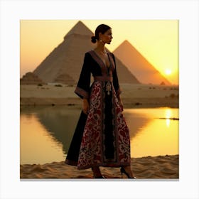 Egyptian Woman At Sunset 3 Canvas Print