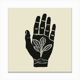 Hand With Leaf Canvas Print