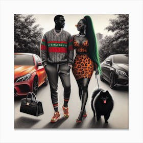 Couple Walking In The Street Canvas Print
