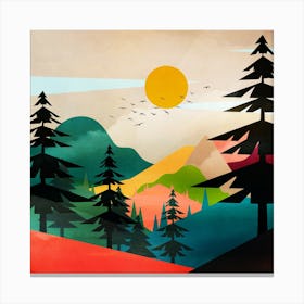 Colorful Morning in the Mountain Forest Canvas Print