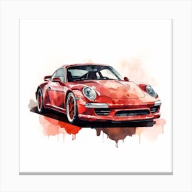Porsche 911 Watercolor Painting Canvas Print