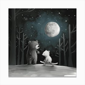 Bear And Teddy Bear Canvas Print