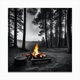 Campfire In The Forest 2 Canvas Print