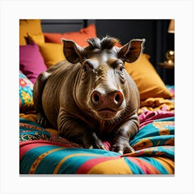 Warthog On The Bed Canvas Print