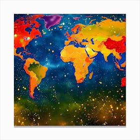 World Map With Stars Canvas Print