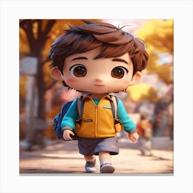 Cartoon Boy Walking Canvas Print