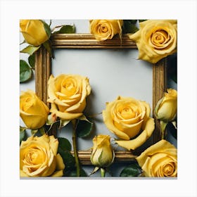 Yellow Roses In A Frame 2 Canvas Print