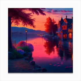 Sunset By The Lake 1 Canvas Print