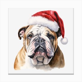 Bulldog Santa Hat Canvas Print