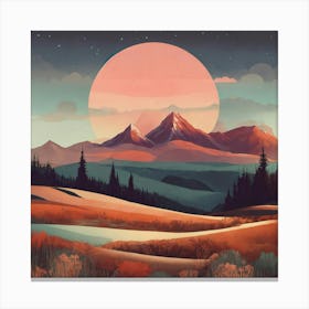 Boho Art Minimalist Landscape Mountains (2) Canvas Print