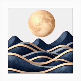 Moon Over Waves Canvas Print