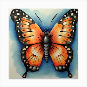 Orange Butterfly Watercolor Canvas Print