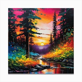 Sunset In The Forest 4 Canvas Print