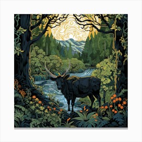 Elk In The Forest Canvas Print