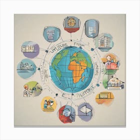 Illustration Of The World Canvas Print