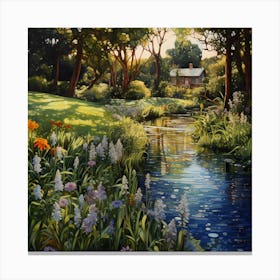 Dreamy Canvases: Irises in Monet's Hideaway Canvas Print