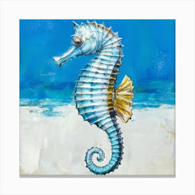 White Seahorse Light Blue Background Blue Sky Wh Canvas Print