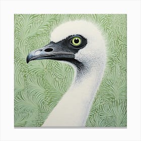 Ohara Koson Inspired Bird Painting Ostrich 3 Square Canvas Print