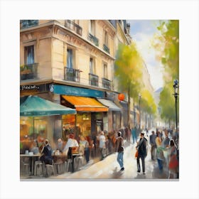 Paris Street Scene.Cafe in Paris. spring season. Passersby. The beauty of the place. Oil colors.25 Canvas Print
