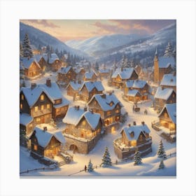 Christmas Village Art Print Canvas Print