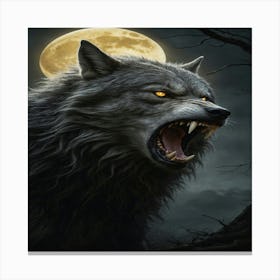 Wolf In The Moonlight 1 Canvas Print