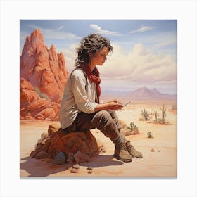 Girl In The Desert Canvas Print