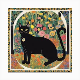 Black Cat In The Garden Canvas Print