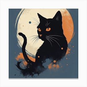 Black Cat In The Moonlight Canvas Print