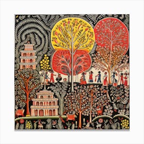 Village In A Forest Canvas Print