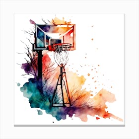 Watercolor Basketball Hoop Canvas Print