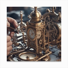 Hands Working On A Clock Canvas Print