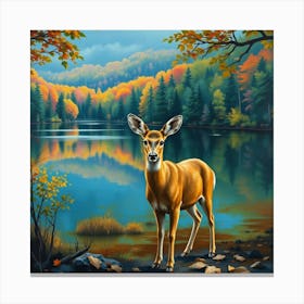 Deer By The Lake Toile