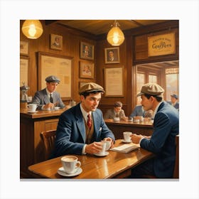 Two Men In A Coffee Shop Canvas Print